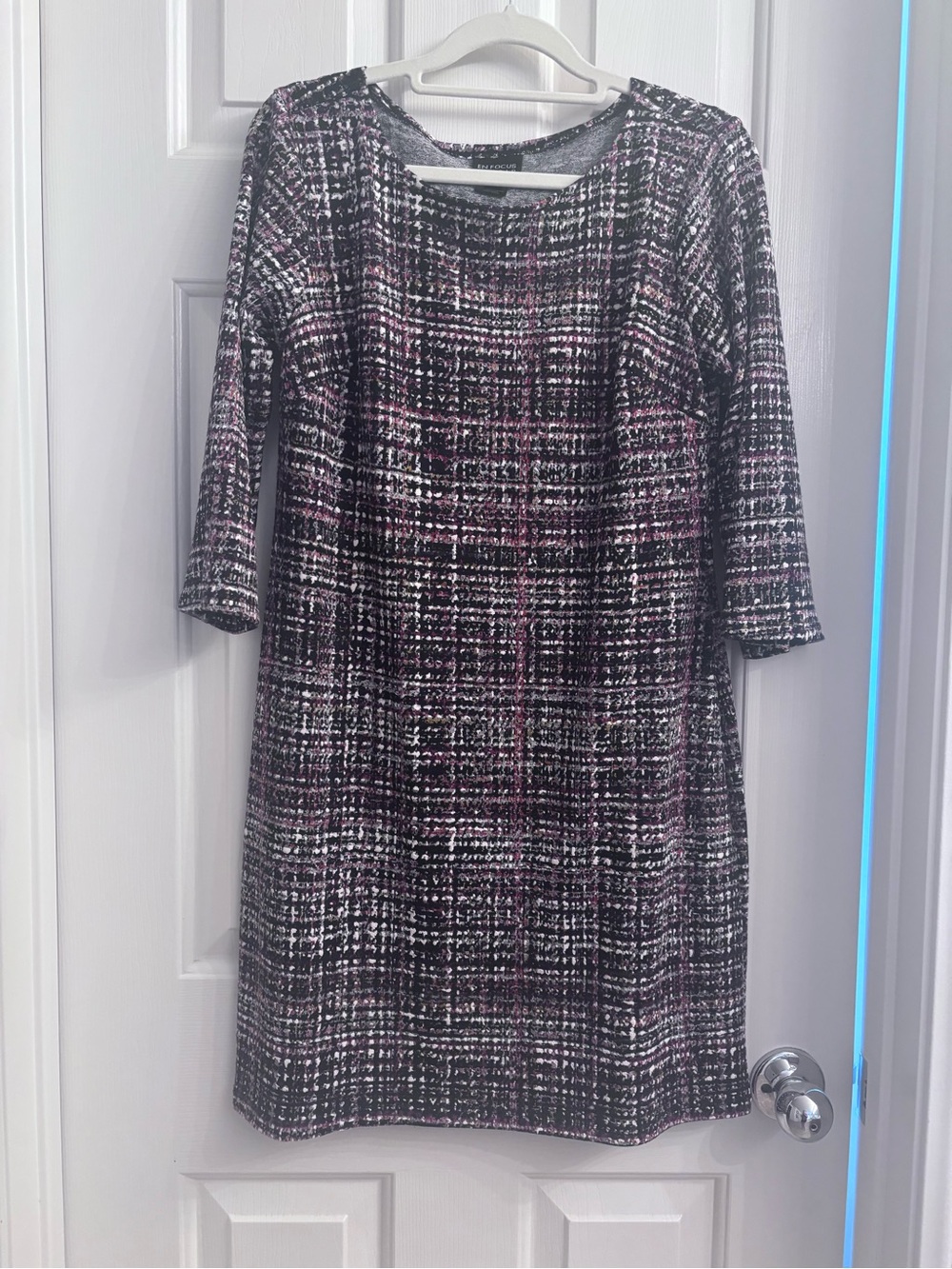 Enfocus Studio Black, Brown & White Plaid Midi Dress